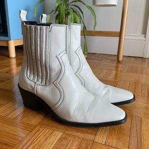 White leather western boots